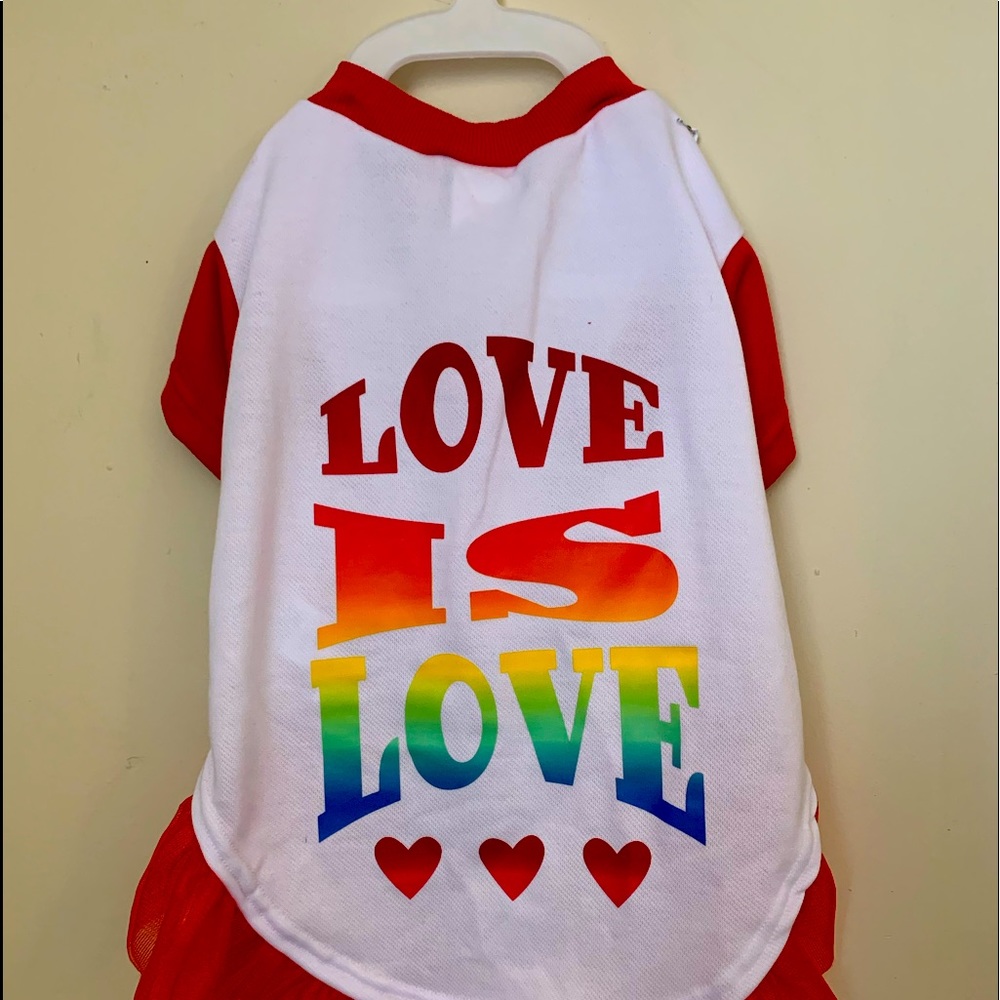 Sydney & Co. Pet Dog Clothing Love Is Love Print Tshirt W Tutu  Red  White M